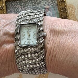 Silver Beaded Cuff Bracelet Bundle with Mini Victorian Art